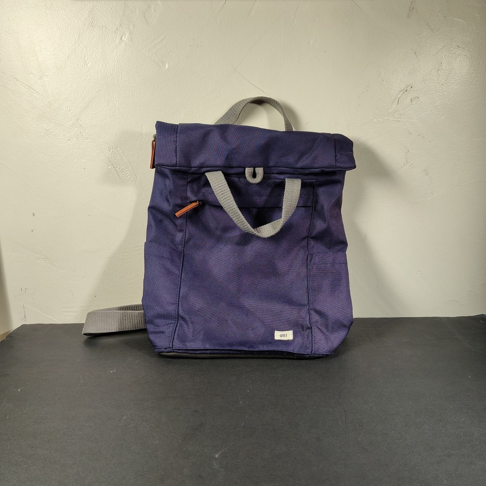 ORI London Backpack Purple Nylon Roll Top Magnetic Commuter Bag